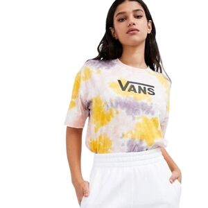 Vans‎ Women's White Tie Dye Interupt Crew Short Sleeve T-Shirt Large